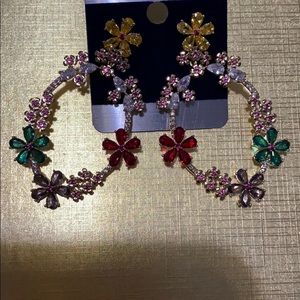 Multi colored flower earrings